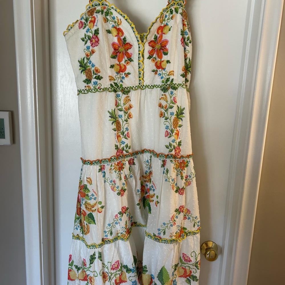 FARM RIO: Floral Embroidered Maxi Dress